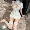 Traje de Enfermera que Revela el Pecho, Traje de Pasión para Juego de Rol de Tentación, Lencería Sexy, Pechos Pequeños, Uniforme de Coqueteo Grande F147