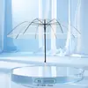 Novo Guarda-chuva Transparente Longo Tendência Estilo Influenciador de Alto Valor com Gradiente, 8 Varetas, Cabo Reto, Dupla Resistência ao Vento, Resistente e Durável