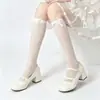 Meias Transparentes Brancas Lolita com Laço para Panturrilha Feminina, Finas e Transparentes Estilo Japonês Soft Girl JK Meia Meia-Panturrilha, Ultra-Finas