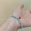 Pulsera roja con corazón y cuentas azules pequeñas y frescas, nueva pulsera de verano, diseño de nicho, personalidad, temperamento dulce