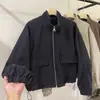 Jaqueta bomber estilo workwear com gola alta para mulheres, primavera/outono de 2026, modelagem solta, com zíper, jaqueta casual para pessoas baixinhas