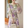 Despertando o Espírito das Flores de Íris, Refrescando a Mente, Projetado com Mangas de Lanterna Micro, Vestido Soltinho para Mulheres Mlsq66845