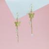 Pendientes elegantes con borlas de mariposa en oro auténtico de 18 quilates, diseño de nicho, de alta gama, nuevos y modernos, ligeros y de lujo, estilo vintage.
