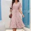 Vestido Casual de Vacaciones con Cuello en V y Estampado de Leopardo de Manga Corta para Mujer, Ropa de Mujer, Nuevo Verano 2026, Transfronterizo de Tiktok Europeo y Americano