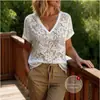 AliExpress cross-border novos tops de verão 2026 em estoque, dropshipping de peça única, casual com decote V vazado de manga curta