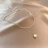 Joyas de Venta Caliente Transfronterizas Europeas y Americanas Cadena de Perlas Simple Hecha a Mano Collar con Colgante de Perla Gota de Agua para Mujeres A-0034