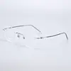 Gafas sin montura para hombre y mujer, se pueden adaptar con lentes de prescripción, Montura grande semi-titanio, Montura para gafas de alambre de oro puro 6076, Montura de moda