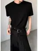 Camiseta Masculina de Verão Nova Estilo Streetwear Americano, Manga Curta, Ombreira Removível Pesada, com Toque Premium e Mangas Três Quartos