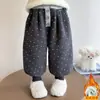 Calça de Moletom Estilosa com Forro de Lã para Meninas para Outono e Inverno, Calça Esportiva Quente Infantil, Calça Casual Grossa de Inverno para Bebês Meninas