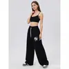 Calça de Dança Jazz Americana Preta para Exportação Transfronteiriça para Homens e Mulheres, Calça de Moletom Solta para Dança Primavera e Outono, Calça de Moletom para Dança de Rua Hiphop