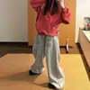 Calça de moletom larga estilo americano com tachas para mulheres e homens, coleção de outono 2026, design baggy solto e casual, calça esportiva de perna curva