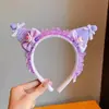 Diadema de Peluche Morado Kulomi para Niños Otoño e Invierno 2025 Nueva Diadema Retorcida con Bola de Pelo y Lazo de Encaje