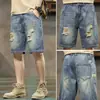 Barra de Oxígeno Hielo Otoño Nuevo Pantalones Cortos de Mezclilla para Hombre 2026 Nuevo Rectos Sueltos Frescos Casual Versátiles a la Rodilla