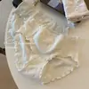 10A Antibacteriano Renda Puro Desejo Classe A Algodão Puro Roupa Íntima Meninas Doce Borda Franzida Laço Algodão Puro Calça Triangular Mulheres