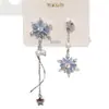 [Mundo de Gelo e Neve] Novos Brincos Assimétricos de Franja de Floco de Neve, Brincos Únicos de Estilo de Nicho Exquisito e Cool