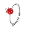 Anillo Abierto de Fresa para Niña Fresca y Vigilante Anillo Articulado Dulce Mori Anillo de Cola Simple para Estudiante de Arte