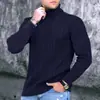 Camisa de Punto de Comercio Exterior Transfronterizo para Hombre Invierno Juventud Nueva Cuello Alto Grueso Rayas de Colores Suéter Camisa Base Ropa para Hombre