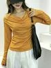 2026 Nueva Camiseta Negra de Manga Larga para Mujer, Primavera, Otoño, Invierno, Hombros Descubiertos, Adelgazante, Minimalista, Camiseta Base de Principios de Otoño 0058