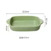 Bol para hornear doméstico con bandeja de madera, molde para hornear de doble asa, plato cerámico para microondas, molde para hornear en horno, plato de arroz horneado con queso