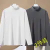 Ropa interior térmica con forro de terciopelo, engrosada y cálida, camiseta base unisex con cuello semi-alto, camiseta de manga larga de color liso, top de otoño