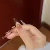 Arte de Unhas Artesanal de Luxo com Gradiente Rosa Dourado e Pedrarias, Elegante e Realçadora da Pele, Produto Final de Arte de Unhas de Alto Padrão Estilo Ins