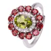 Anel de Amethysto Natural, Citrino e Peridoto, Anel de Girassol em Prata de Lei S925 com Pedras Coloridas, Anel Feminino, Direto da Fábrica Fonte