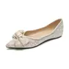 Zapatos Planos Personalizados de Punta Fina con Pedrería para Mujer Otoño Lazo con Falda Estilo de Noche Slip-ons Zapatos de Hada Talla Grande