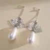 Pendientes Colgantes de Perlas y Lentejuelas Estilo Metal Europeo y Americano Pendientes de Moda Simples Retro Pendientes Personalizados de Alta Gama para Mujer