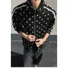 Chamarra cárdigan con cuello alto y estampado de estrellas para hombre, tendencia primavera/otoño 2026, sudadera holgada de gran tamaño estilo americano con cierre