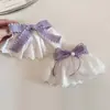 Pinza para el pelo con forma de falda y lazo de cinta morada estilo coreano, dulce y elegante, pinza de resorte para sujetar a media altura en la parte trasera de la cabeza, pinza superior, pinza para coleta