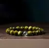 Pulsera Doble Círculo de Sándalo Verde para Mujer Madera Dorada Agua Fuego Tierra Cinco Elementos Pulsera de Círculo Único Jugar Cuentas Wenwan Hombres