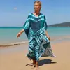 Camisa Protectora Solar de Playa Estampada de Rayón Europea y Americana al por Mayor, Vestido Sexy Holgado de Vacaciones, Cubre Traje de Baño Bikini