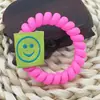 Nuevo Clip de Papel Esmerilado Cara Sonriente Cable de Teléfono Goma para el Cabello Color Fluorescente Japonés Coreano INS Celebridad de Internet Versátil Estilo Girly Accesorios para el Cabello