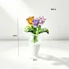 Buquê de Rosa Esmaltada Zibo Mini Arranjo de Flores Artificiais de Vidro Decoração de Mesa Artesanato Presente de Dia dos Namorados