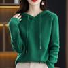Suéter con Capucha Suéter de Mujer Otoño e Invierno Nuevo Suelto Básico Jersey con Sombrero Casual Suéter Abrigo de Hilo Core-spun para Mujer