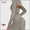 Traje de Fitness para Mujer Estilo INS Transfronterizo Sling Hermoso Espalda Sujetador de Yoga Camiseta de Manga Larga Shorts Conjunto de Tres Piezas