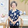 Ropa de verano para la abuela, Algodón de manga corta, Ropa para madres de mediana edad y mayores de 60 y 70 años, Camisas estampadas, Ropa para personas mayores y esposa