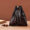 Nueva Cartera Pequeña de Cuero Aceitado y Encerado, Mini Bolsita con Cordón, Bolsa para Guardar Monedas, Bolsa de la Suerte, Mini Billetera para Monedas de Cuero Genuino