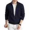 Cárdigan de punto con cremallera y cuello alto para hombre 2026 Otoño Invierno Transfronterizo Suéter Jacket de Color Sólido Engrosado Ropa de Punto Casual de Negocios