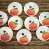Botão de concha redondo importado natural com furo único e estampa de frutas de desenho animado, botão de moda para camisa e cardigã, emblema de madrepérola