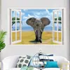 Comercio exterior Europa, América y África transfronterizo 3D imitación tridimensional ventana pradera elefante sala de estar dormitorio pared de fondo pegatinas al por mayor