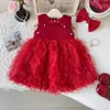 Vestido de Menina Inverno Novo Estilo 2025 Novo Estilo Chinês Vestido com Colete de Malha Fofo Vestido Princesa Infantil Espessado com Forro de Lã
