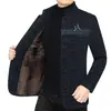 Chaqueta de hombre transfronteriza para otoño e invierno, estilo casual de negocios, cuello alto, forrada de polar, engrosada, adecuada para hombres de mediana edad, chaqueta de chenilla