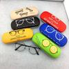 Caja de Gafas de Mezclilla Fábrica Venta al por Mayor Dibujos Animados Caja para Gafas de Miopía Caja de Hierro Montura de Gafas Estampado de Logotipo Caja para Ojos