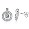 Brincos de Cruz Femininos Prata de Lei S925 Studs Femininos Studs de Moissanita Fecho de Trava com Bisel Redondo Studs de Diamante de Moissanita Cor D Versátil