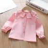Camisa para Niña, Nuevo Estilo Primavera y Otoño 2026, Ropa Blanca de Manga Larga para Primavera, Top Liso con Cuello de Muñeca para Niños, Camisa Elegante