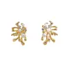 Moda Europea y Americana Tendencia de Lujo Ligero Pendientes de Perlas de Fuegos Artificiales con Agujas de Plata S925 y Pendientes de Coral Incrustados con Diamantes de Criaturas Marinas