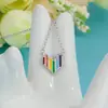 Pendientes Pequeños Estilo Coreano Corazón de Melocotón Triángulo Arcoíris Moda Pendientes de Una Semana Resina Goteo de Aceite Pendientes Coloridos