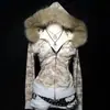 Comercio Exterior Retro Americano Bordado de Letras Otoño e Invierno Cuello de Lana con Capucha Chaqueta Cardigan Suéter Top