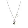 Colar de Pérolas Tulipa, Colar de Verão com Design de Alto Padrão, Pingente de Contas de Nicho, Joia para Clavícula de Luxo Leve para Senhoras Elegantes